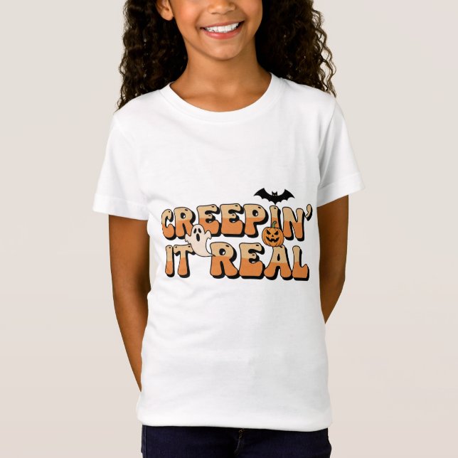 Creepin' It Real Retro Halloween T-Shirt (Front)