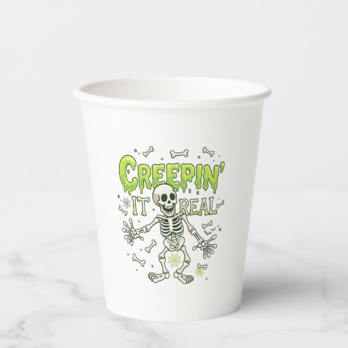 Creepin It Real Skeleton Halloween Bones Spider We Paper Cups