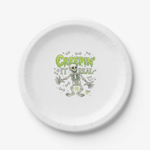 Creepin It Real Skeleton Halloween Bones Spider We Paper Plates