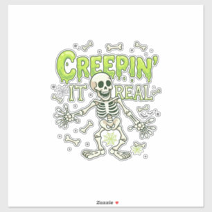 Creepin It Real Skeleton Halloween Bones Spider We Sticker