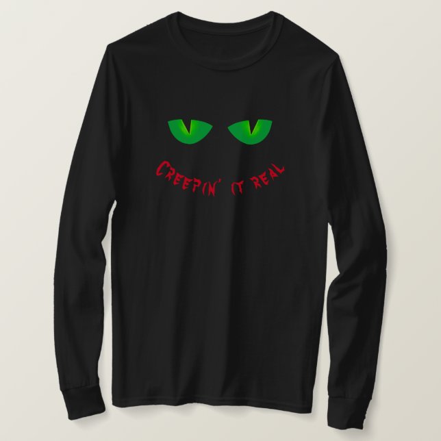 Creepin it Real Spooky Eye Halloween  T-Shirt (Design Front)