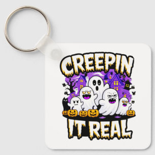 Creepin' It Real Spooky Halloween Design Fun Keychain