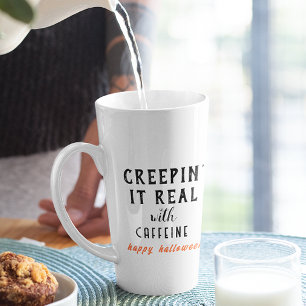 Creepin' It Real White Halloween Latte Mug