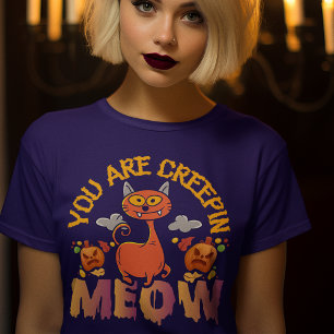 Creepin Meow Funny Halloween Cat T-Shirt