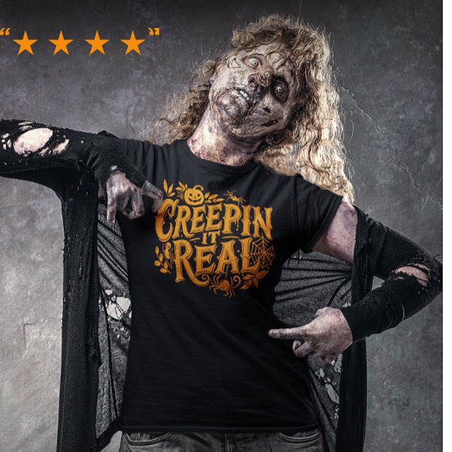 Creeping It Real Orange Halloween Retro Text Tri-Blend Shirt (Creator Uploaded)