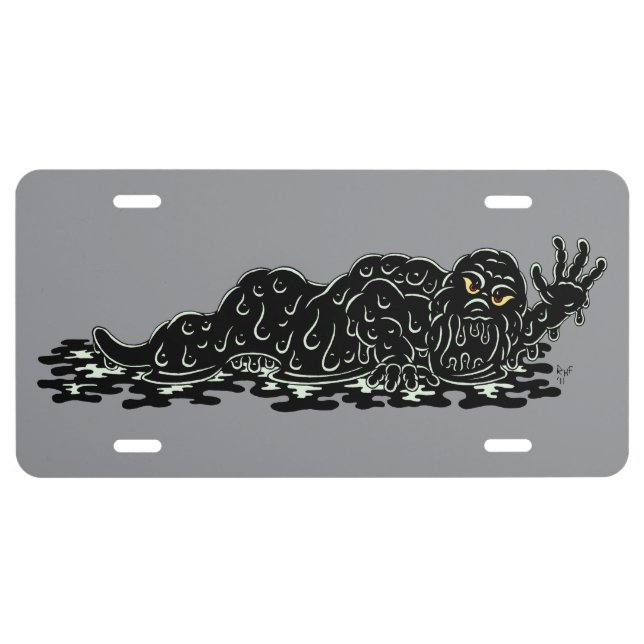 Creeping Slime Hulk Weird Horror Art License Plate (Front)