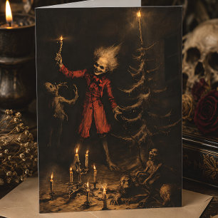 Creepmas Creepy Victorian Boy Gothic Christmas Holiday Card