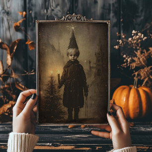 Creepmas Creepy Victorian Boy Gothic Christmas Holiday Card