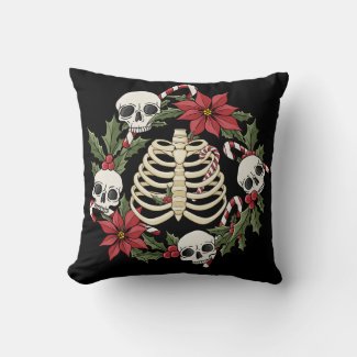Creepmas Skull and Ribcage Pillow