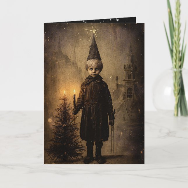 Creepmas Spooky Boy Gothic Vintage Card (Front)