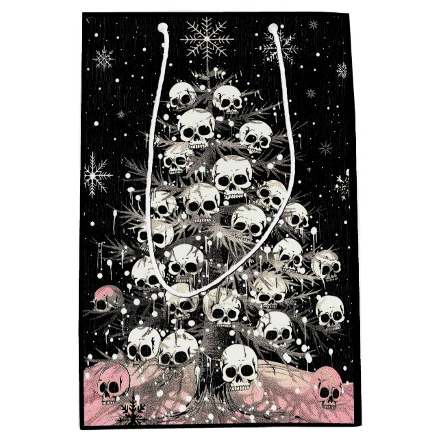 Creepmas Spooky Skulls Gothic  Medium Gift Bag (Front)