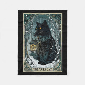 Creepmas Vintage The Yule Cat Tarot Card Dark Chri Fleece Blanket