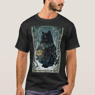 Creepmas Vintage The Yule Cat Tarot Card Dark Chri T-Shirt