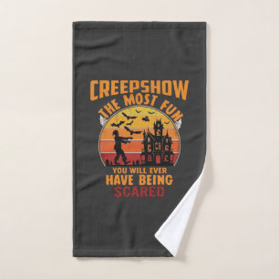 Creepshow Halloween Zombie Haunted House Sunset Ba Hand Towel