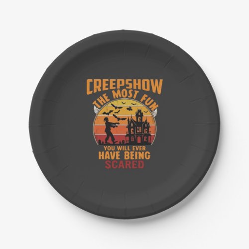 Creepshow Halloween Zombie Haunted House Sunset Ba Paper Plates