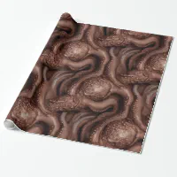 Creepy Alien Tentacle Dark Brown Wrapping Paper