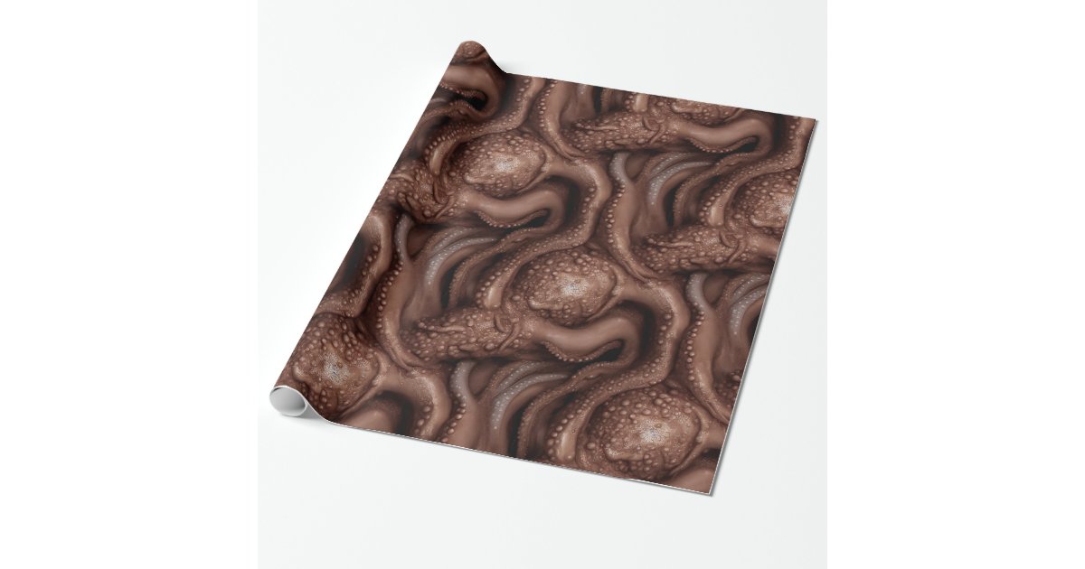 Creepy Alien Tentacle Dark Brown Wrapping Paper