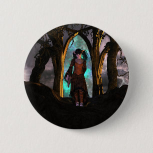 Creepy and Cute Halloween Girl Button