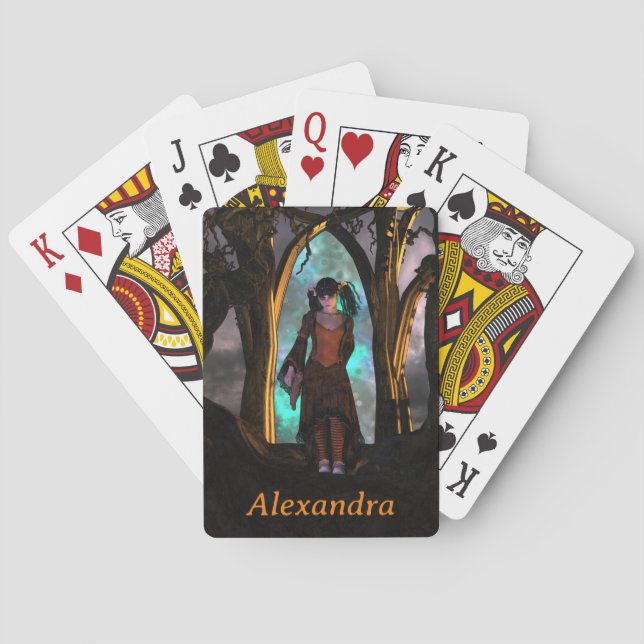 Creepy and Cute Halloween Girl Poker Cards (Back)