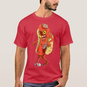 Creepy and Funny Zombie Hot Dog Halloween T-Shirt