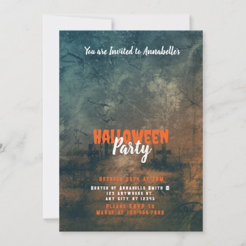 Creepy and Scary Cemetery Halloween Party Invitation