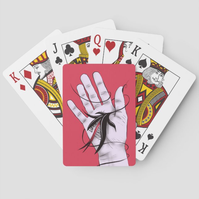 Creepy Art Weird Gothic Hand Biting Flower Monster Poker Cards (Back)