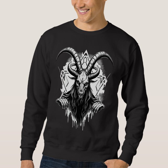 Creepy Baphomet  Occult Gothic Demon Sweatshirt (Front)