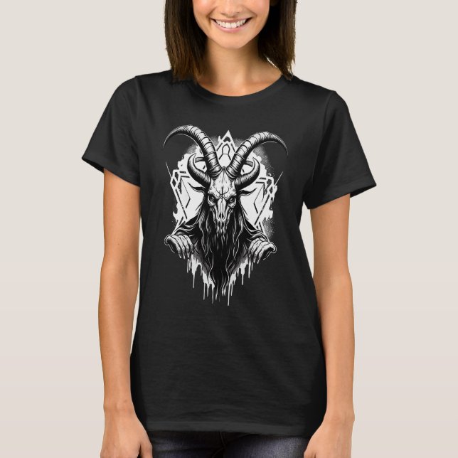 Creepy Baphomet  Occult Gothic Demon T-Shirt (Front)