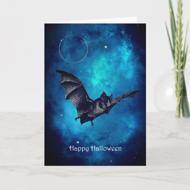 Creepy Bat Flying Halloween Card (Front)