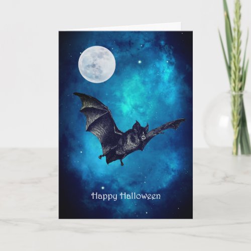 Creepy Bat Flying Halloween Card