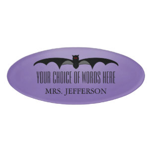 Creepy Bat Halloween Name Tag