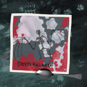 Creepy Bat Skeleton Spooky Halloween Napkins