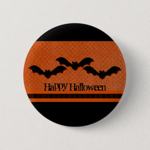 Creepy Bats Halloween Button, Orange Pinback Button