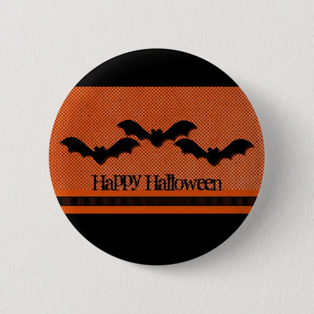 Creepy Bats Halloween Button, Orange Pinback Button (Front)