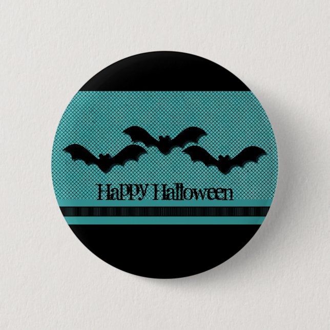 Creepy Bats Halloween Button, Teal Button (Front)