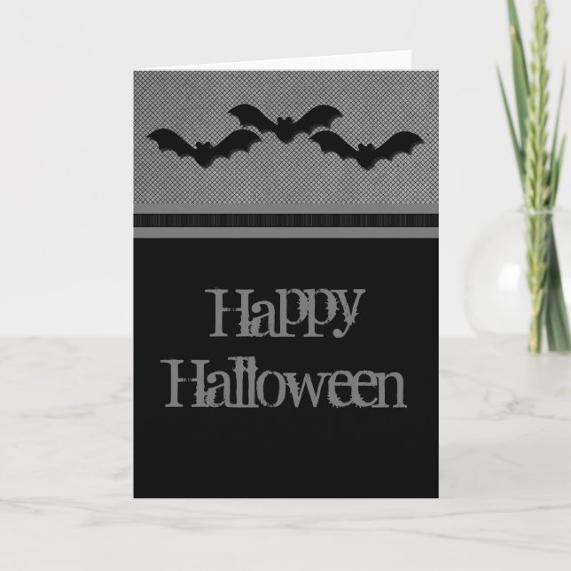 Creepy Bats Halloween Card, Gray Card (Front)