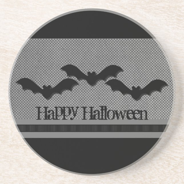 Creepy Bats Halloween Coaster, Light Gray Coaster (Front)