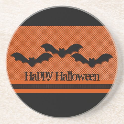 Creepy Bats Halloween Coaster Orange Drink Coaster