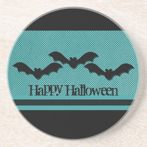 Creepy Bats Halloween Coaster Teal Coaster
