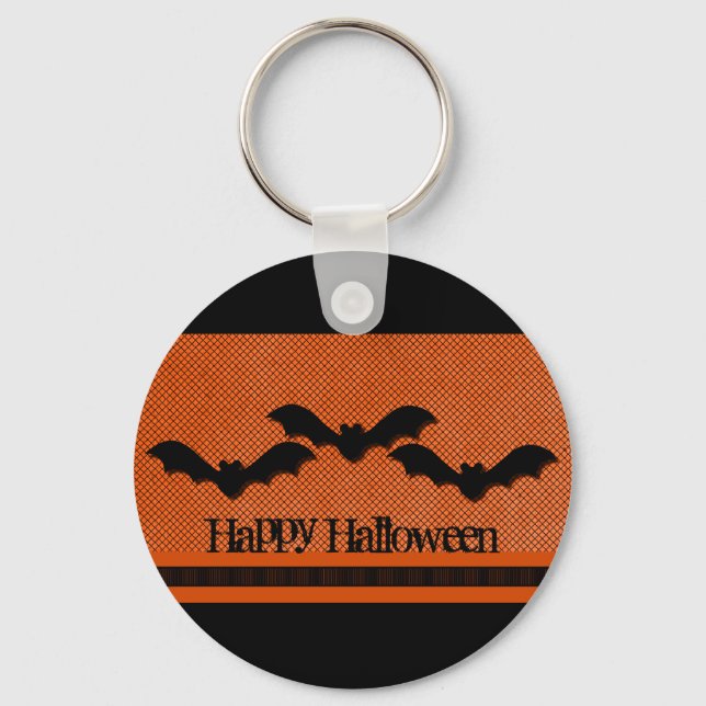 Creepy Bats Halloween Keychain, Orange Keychain (Front)