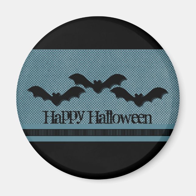 Creepy Bats Halloween Magnet, Dark Blue Magnet (Front)