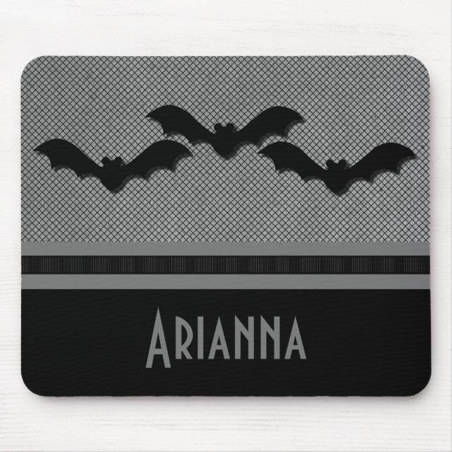 Creepy Bats Halloween Mousepad, Light Gray Mouse Pad (Front)