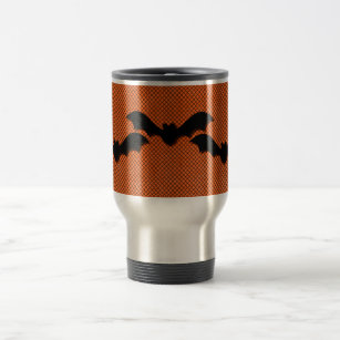Creepy Bats Halloween Mug, Orange Travel Mug