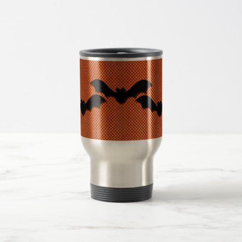 Creepy Bats Halloween Mug Orange Travel Mug