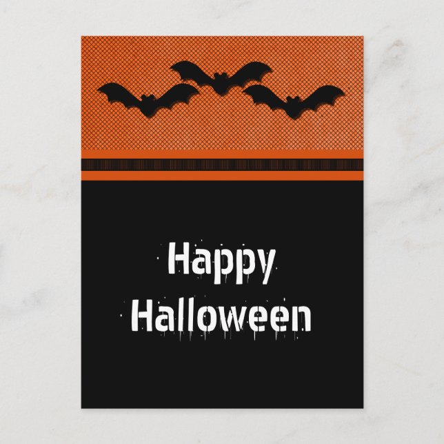 Creepy Bats Halloween Postcard, Orange Postcard (Front)