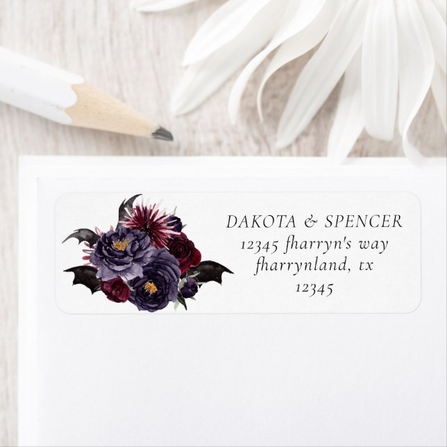 Creepy Beautiful | Dark Floral and Bats Address Label (Insitu)