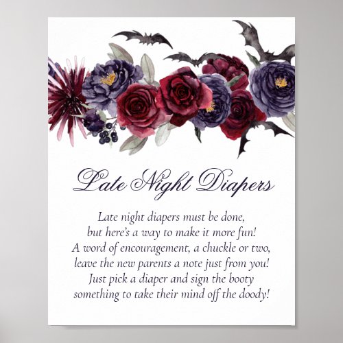Creepy Beautiful  Dark Floral Late Night Diapers Poster