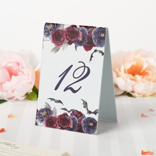 Creepy Beautiful  Dark Gothic Rose and Bat Number Table Tent Sign
