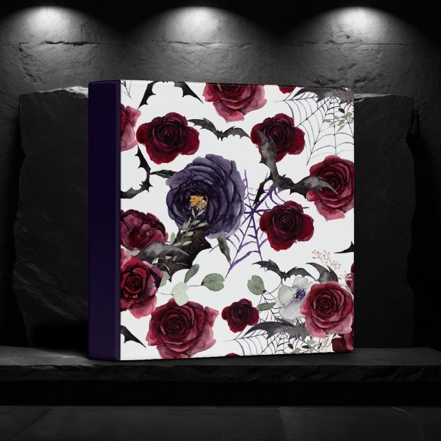 Creepy Beautiful | Dark Gothic Roses with Bats 3 Ring Binder (Creator Uploaded)