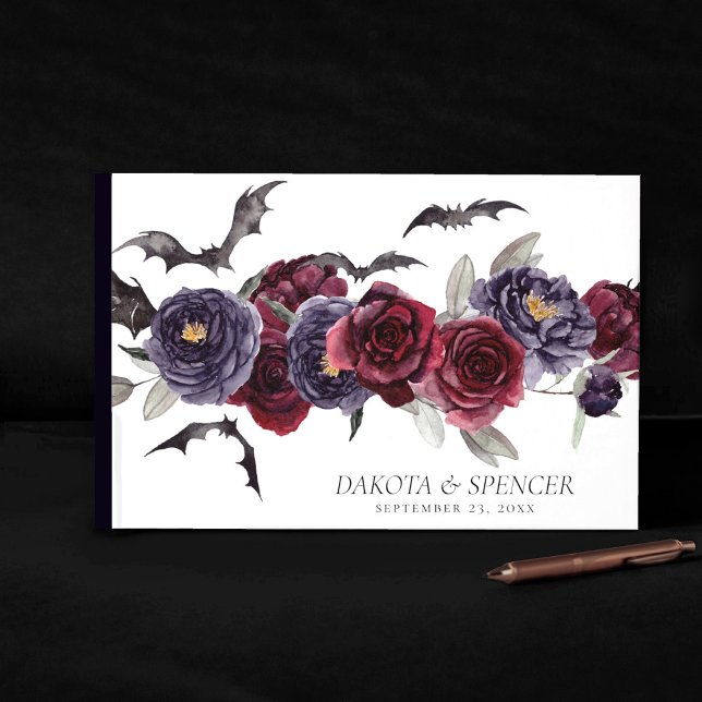 Creepy Beautiful | Dark Gothic Roses with Bats Guest Book (Creator Uploaded)